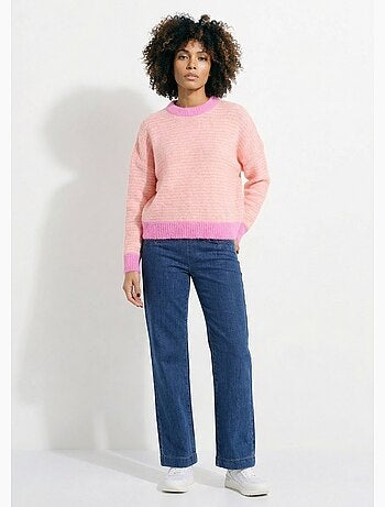 Suéter holgado de rayas pastel y mullido - AFIBEL