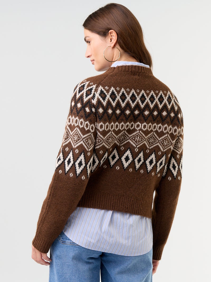 Suéter jacquard de punto grueso Marron - Kiabi