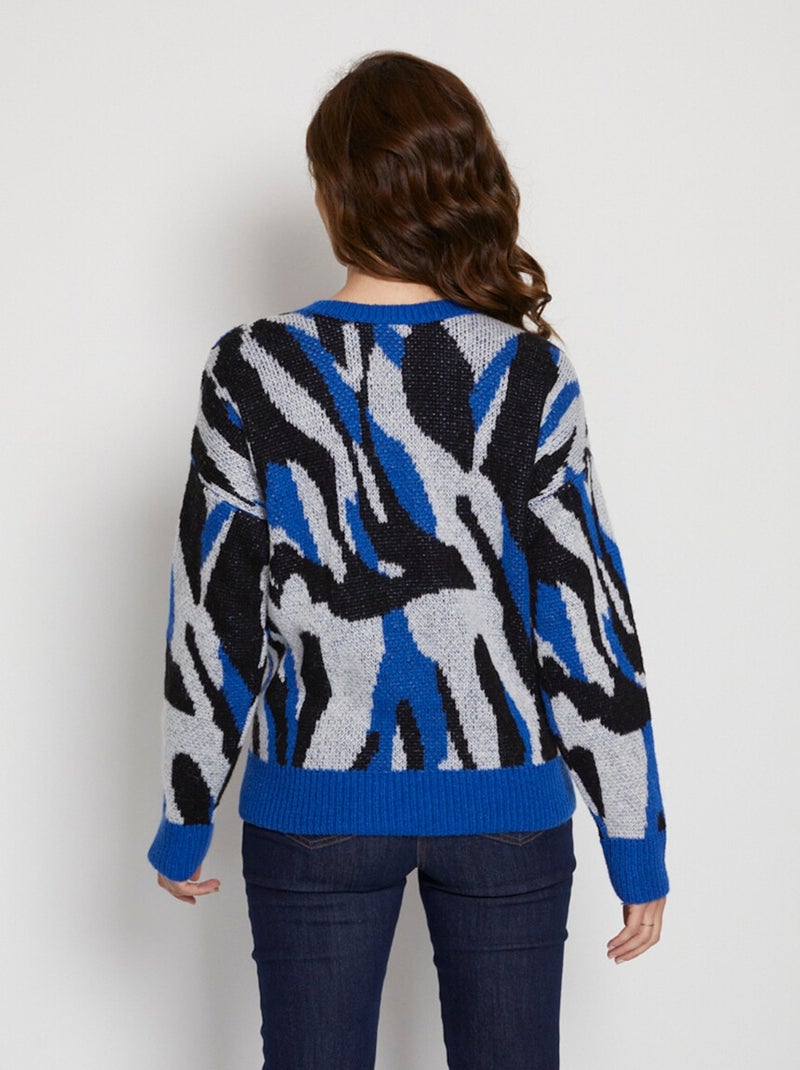 Suéter jacquard suave con punto difuso - Afibel Azul Negro - Kiabi