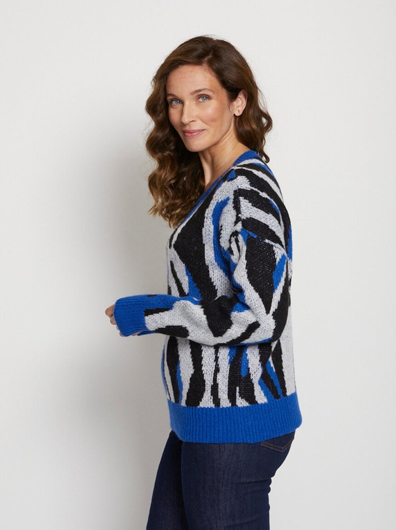 Suéter jacquard suave con punto difuso - Afibel Azul Negro - Kiabi
