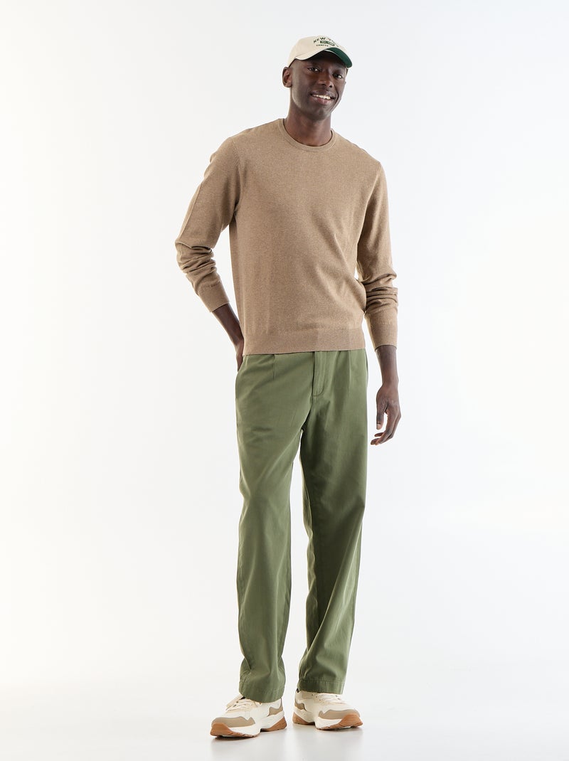 Suéter liso de cuello redondo BEIGE - Kiabi