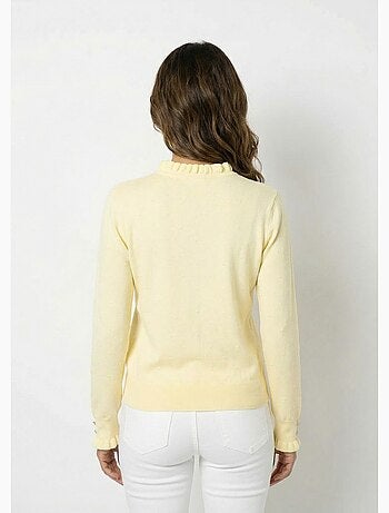 Suéter plisado de cuello alto con punto suizo de lunares - AFIBEL