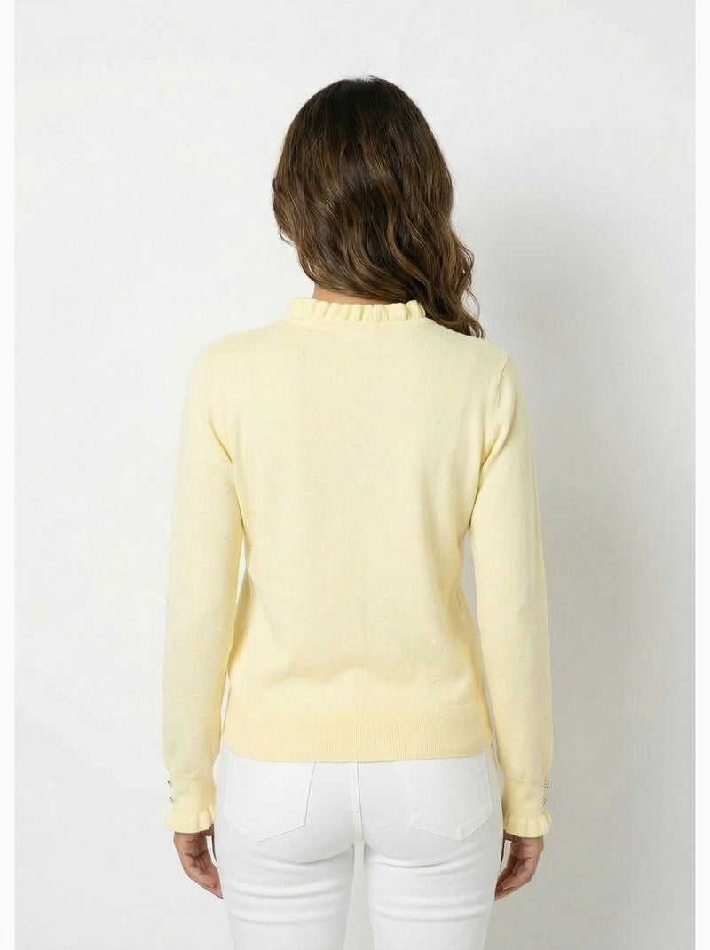 Suéter plisado de cuello alto con punto suizo de lunares - AFIBEL Amarillo - Kiabi