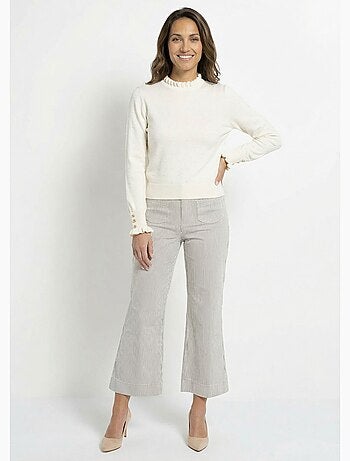 Suéter plisado de cuello alto con punto suizo de lunares - AFIBEL