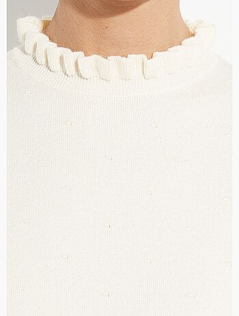 Suéter plisado de cuello alto con punto suizo de lunares - AFIBEL