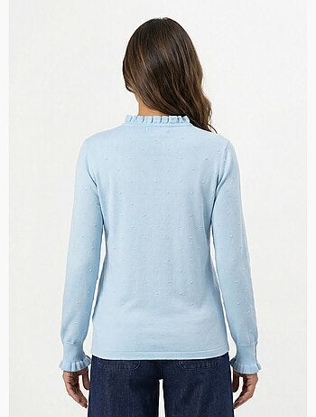 Suéter plisado de cuello alto con punto suizo de lunares - AFIBEL