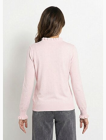 Suéter plisado de cuello alto con punto suizo de lunares - AFIBEL