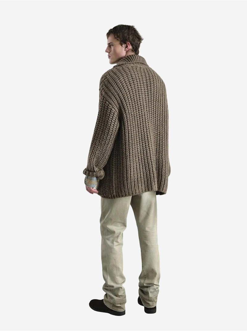 Suéter polo de punto texturizado con bolsillo giesto Marrón claro - Kiabi
