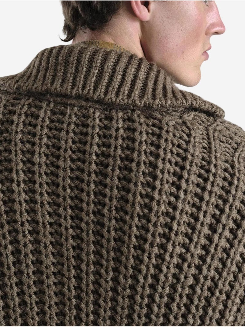 Suéter polo de punto texturizado con bolsillo giesto Marrón claro - Kiabi