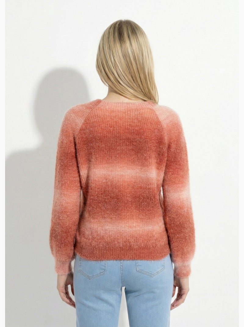 Suéter raglán con punto difuso y efecto tie-dye - Afibel Marrón avellana - Kiabi