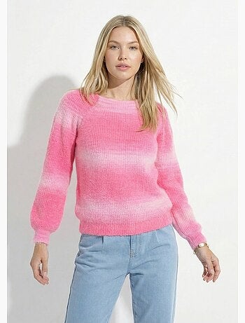 Suéter raglán con punto difuso y efecto tie-dye - Afibel