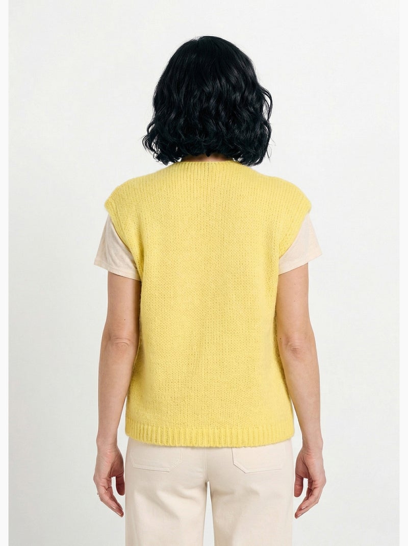 Suéter sin mangas con mohair y lana - AFIBEL Amarillo - Kiabi