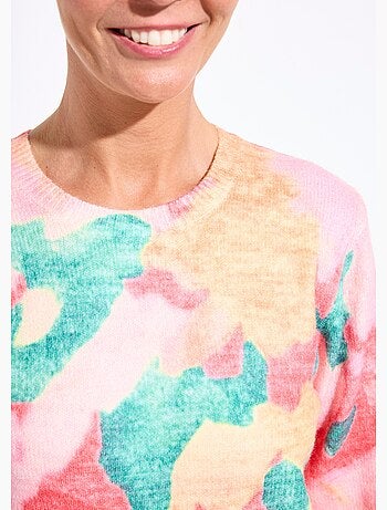 Suéter suave con cuello redondo y estampado floral - Afibel