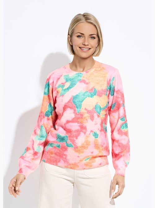 Suéter suave con cuello redondo y estampado floral - Afibel - Kiabi