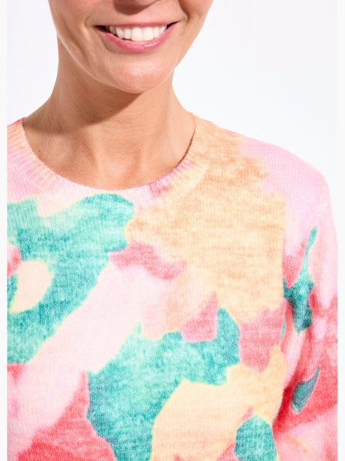 Suéter suave con cuello redondo y estampado floral - Afibel - Kiabi