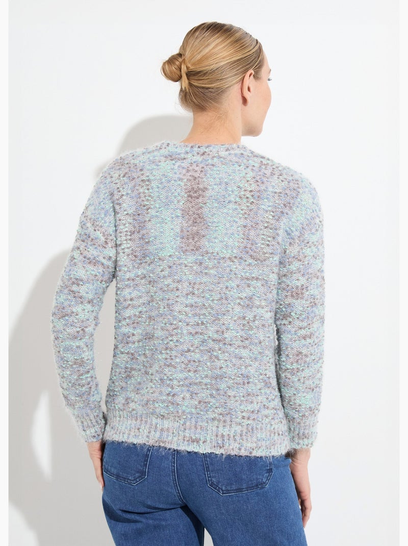 Suéter suave de cuello redondo con punto de bola multicolor. - Afibel Azul - Kiabi