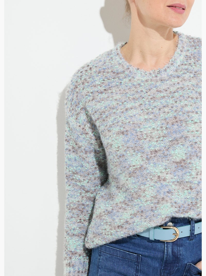 Suéter suave de cuello redondo con punto de bola multicolor. - Afibel Azul - Kiabi
