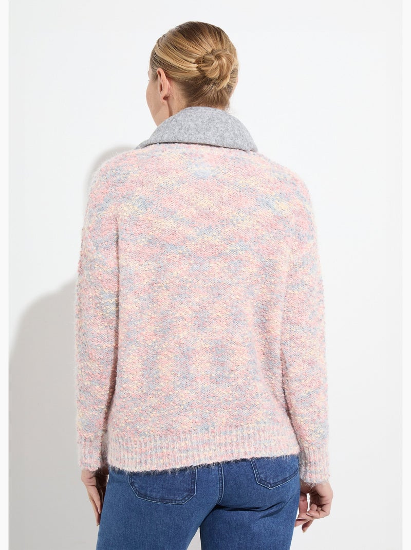 Suéter suave de cuello redondo con punto de bola multicolor. - Afibel Rosa - Kiabi