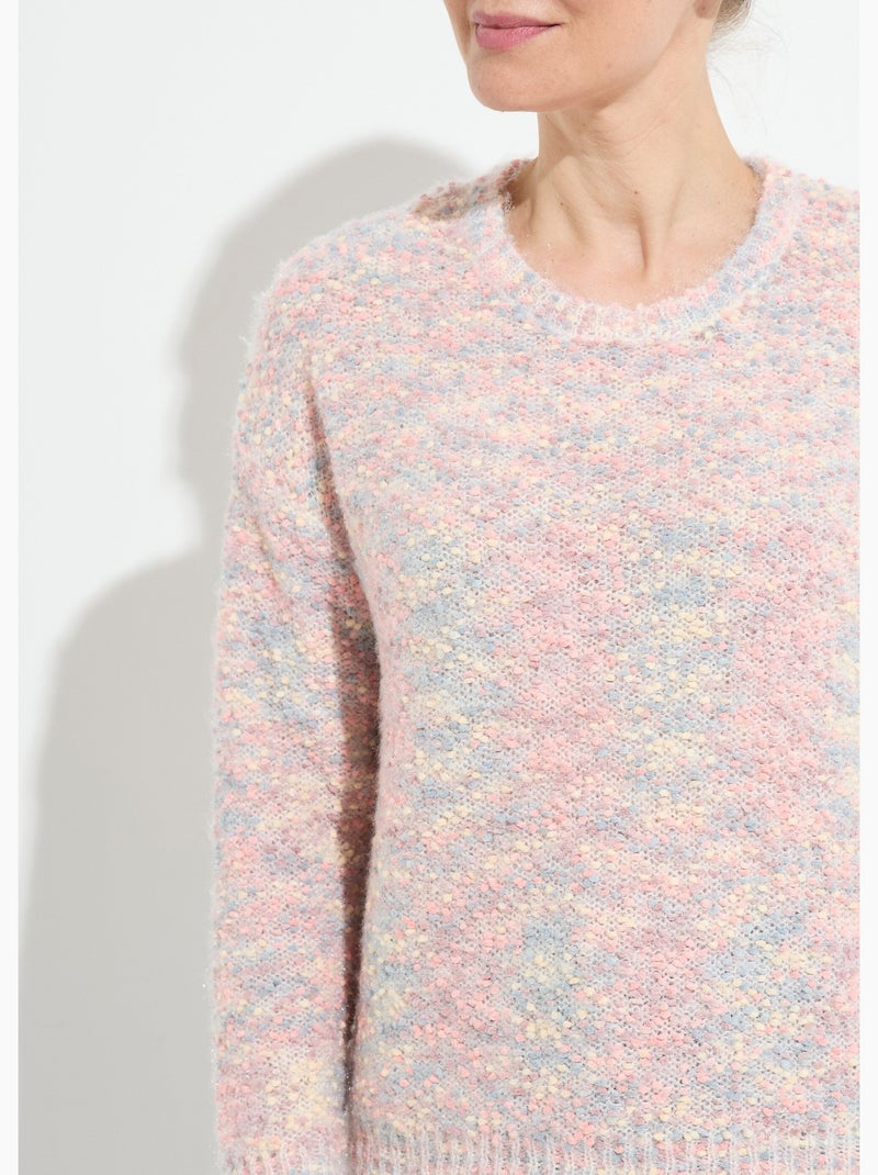 Suéter suave de cuello redondo con punto de bola multicolor. - Afibel Rosa - Kiabi