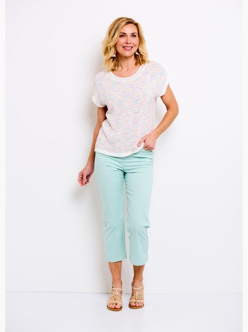 Suéter suave sin mangas con cuello redondo y efecto rayas - Afibel - Kiabi