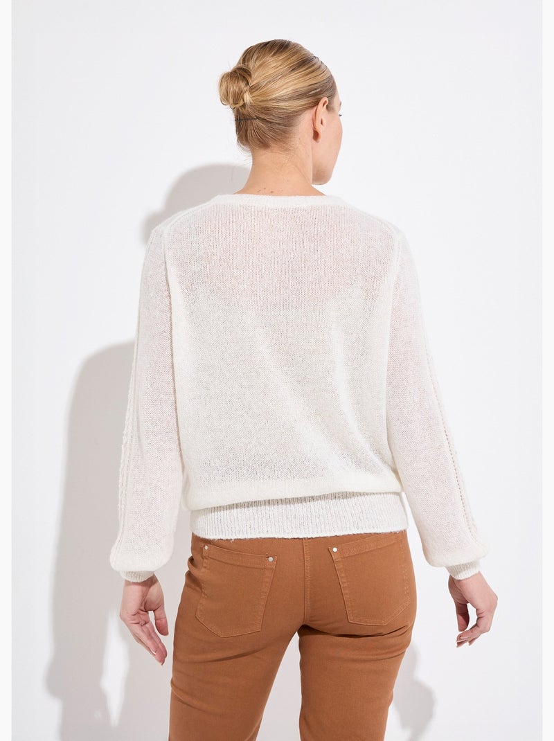 Suéter suave y envolvente con alpaca y mohair - Afibel Crudo - Kiabi