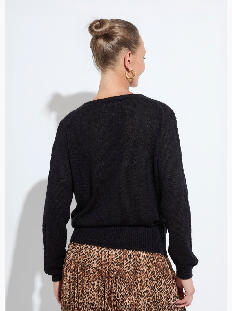 Suéter suave y envolvente con alpaca y mohair - Afibel Negro - Kiabi