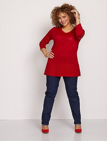 Suéter túnica de punto elegante con mangas 3/4 - Afibel