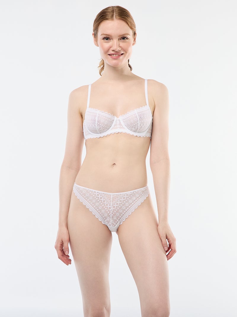 Sujetador balconette de encaje Blanco - Kiabi