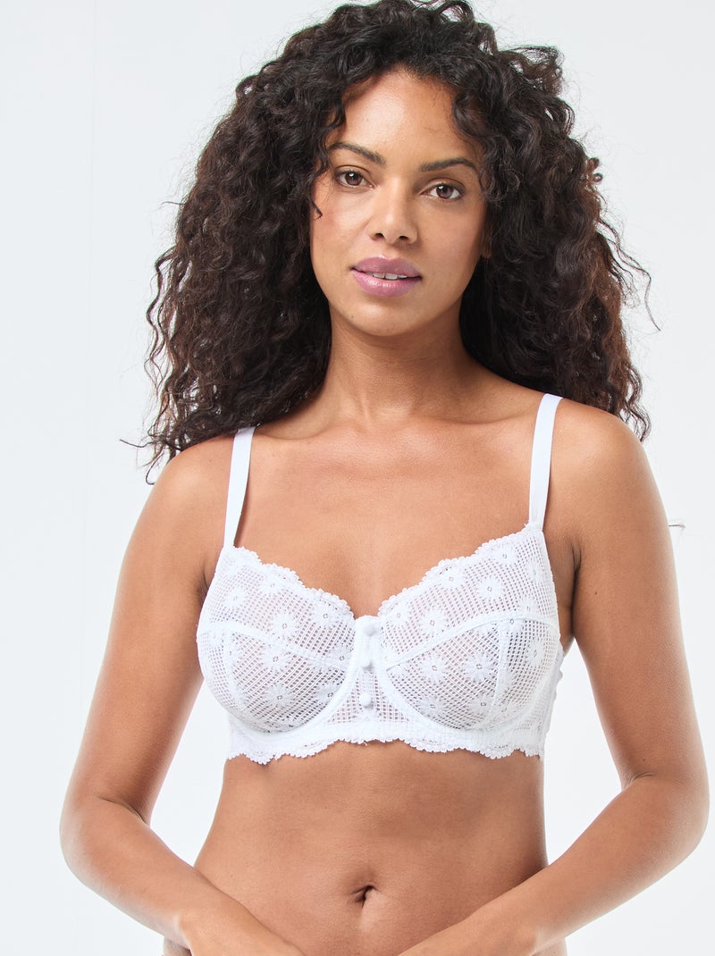 Sujetador balconette de encaje D&E BLANCO - Kiabi