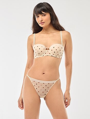 Sujetador balconette de tul floral