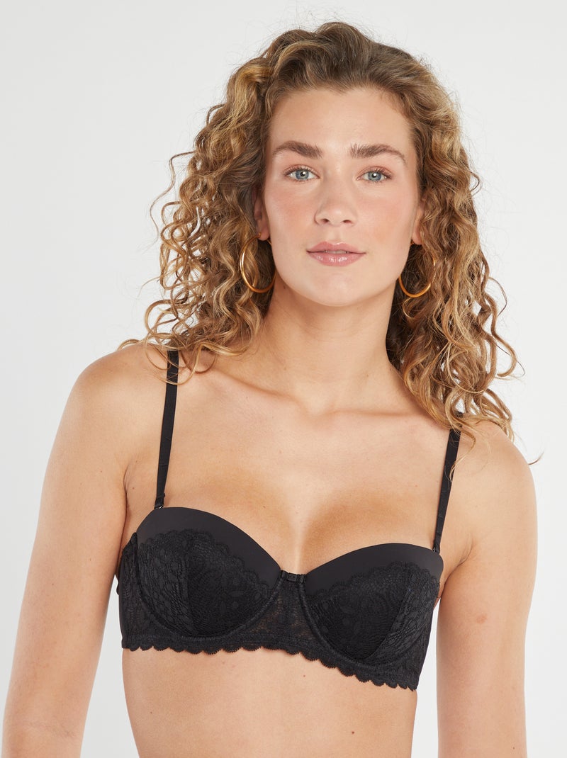 Sujetador bandeau con foam negro - Kiabi