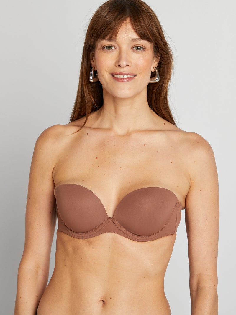 Sujetador bandeau invisible MARRON - Kiabi
