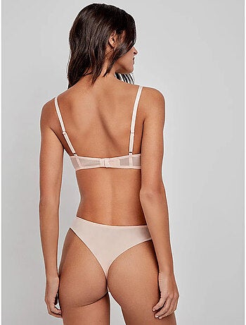 Sujetador bralette con aro y foam, de tul bordado con flores