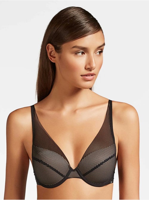 Sujetador bralette con aro y foam, de tul con rayas Infinity Band - Kiabi