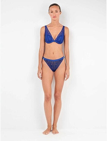 Sujetador bralette con aro y foam, en tejido de microfibra y encaje