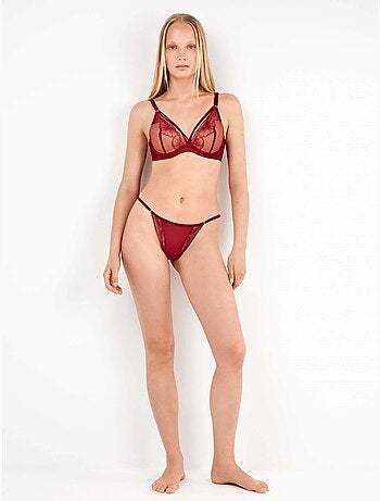 Sujetador bralette efecto push-up con aro, foam y tiras, de encaje