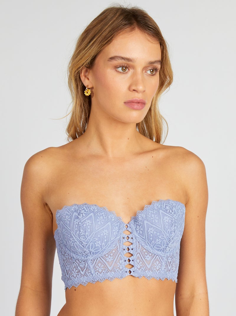 Sujetador bustier de encaje AZUL - Kiabi