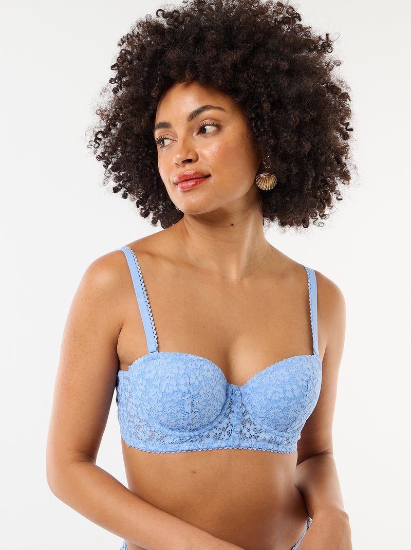 Sujetador bustier de encaje Azul - Kiabi
