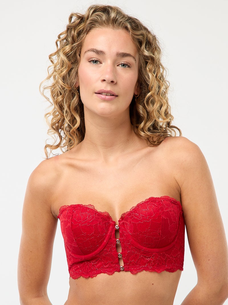 Sujetador bustier de encaje Rojo - Kiabi