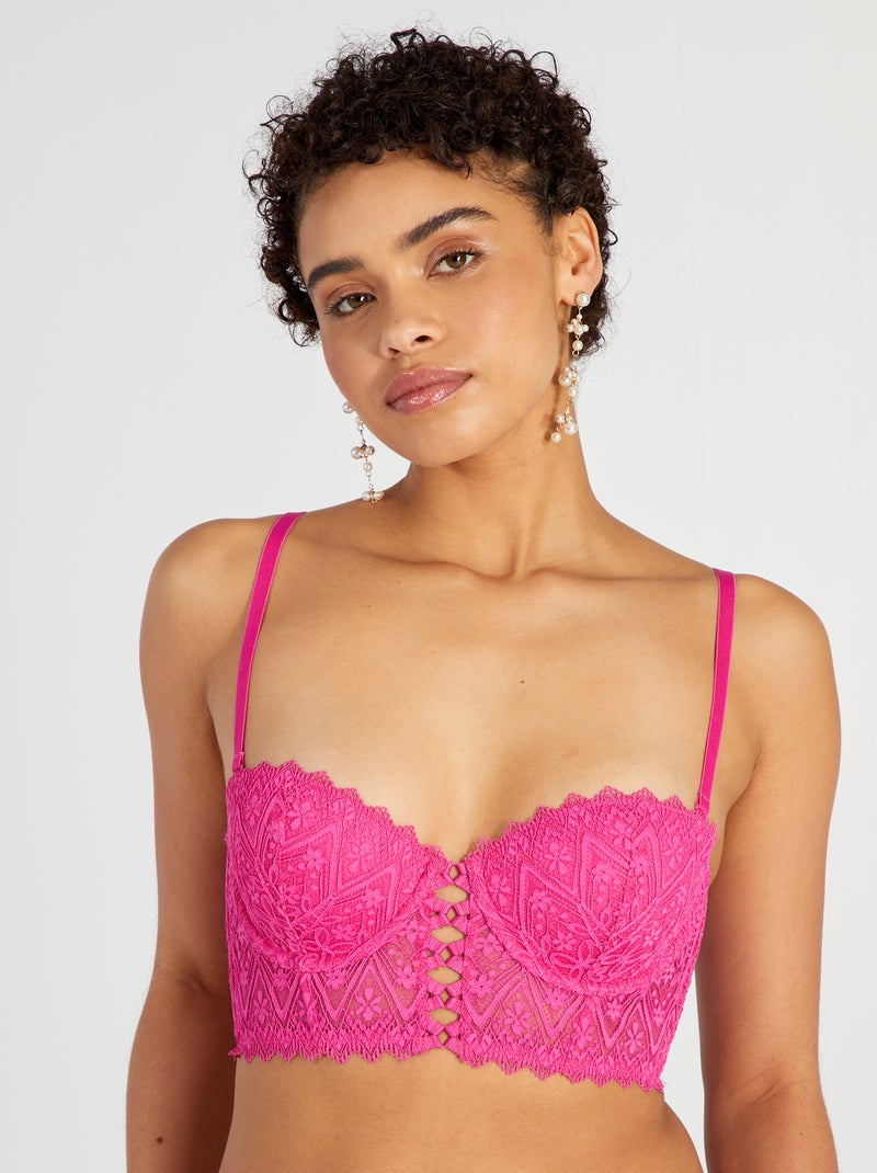 Sujetador bustier de encaje ROSA - Kiabi