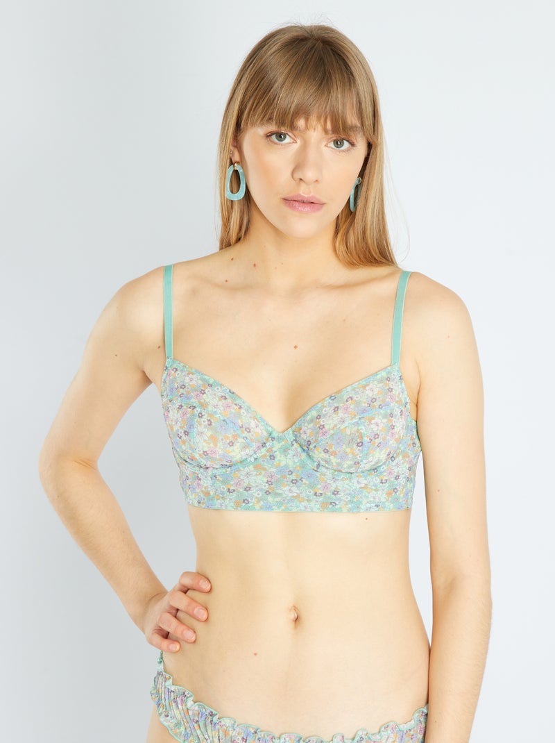 Sujetador bustier de tul con estampado de flores estampado flores - Kiabi