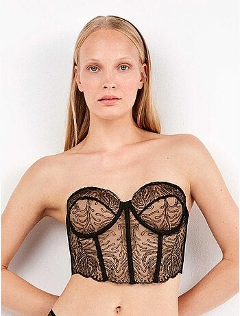 Sujetador bustier desmontable tipo corsé, de encaje