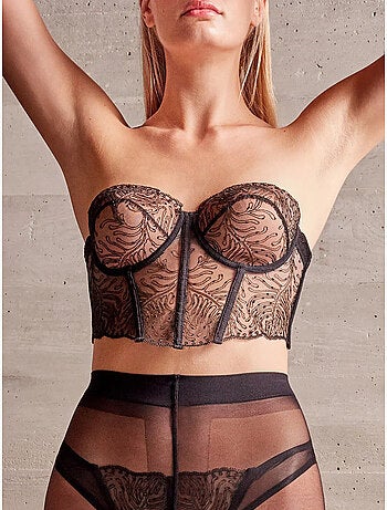 Sujetador bustier desmontable tipo corsé, de encaje