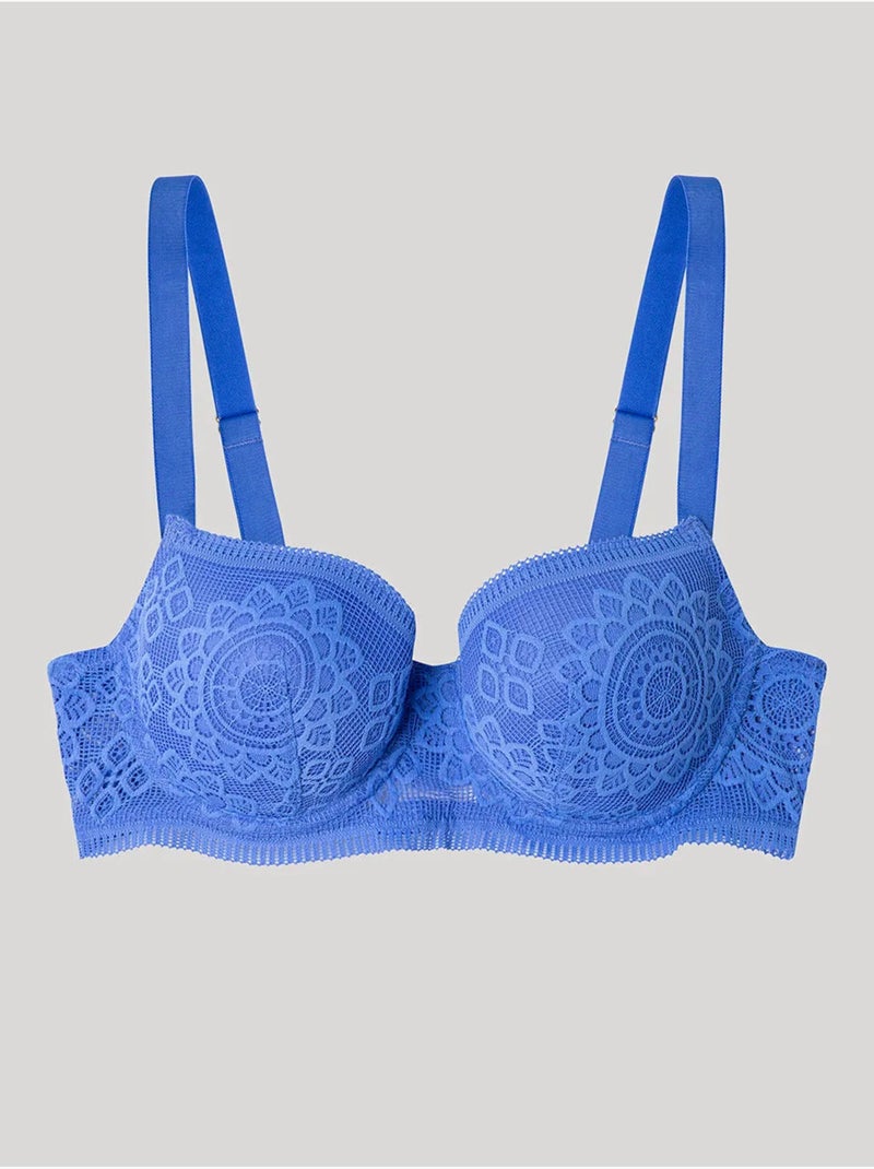 Sujetador capacidad con aro y foam, de encaje Azul - Kiabi