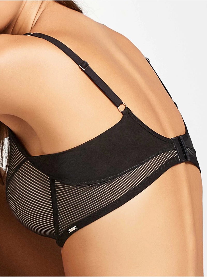Sujetador capacidad con aro y foam, de tul con rayas Infinity Band Negro - Kiabi