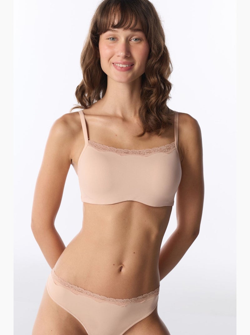 Sujetador con escote cuadrado y relleno penti Beige arcilla - Kiabi