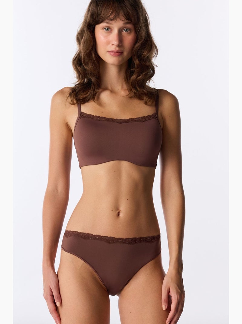 Sujetador con escote cuadrado y relleno penti Marrón - Kiabi