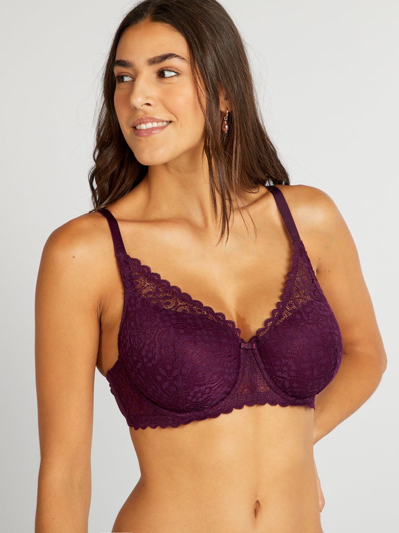 Sujetador con relleno copas D y E PURPURA - Kiabi