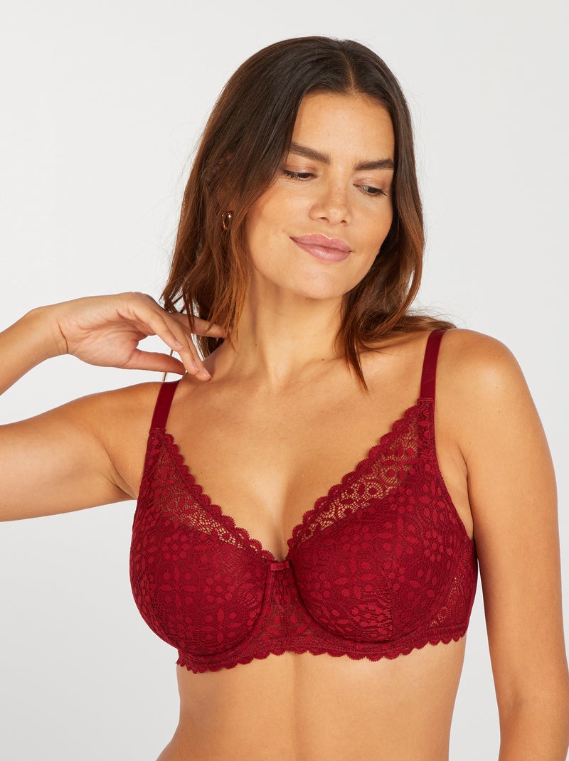 Sujetador con relleno copas D y E ROJO - Kiabi