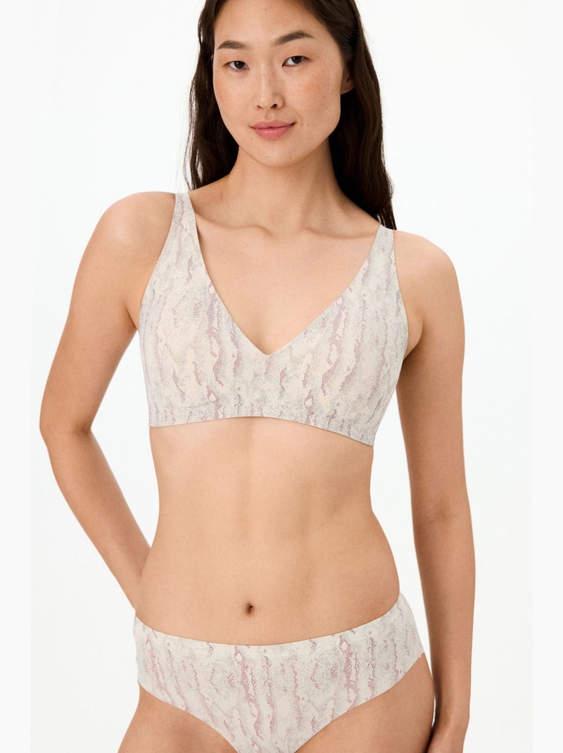 Sujetador con relleno fit decolette de estampado serpiente, sin marcas penti Blanco roto - Kiabi